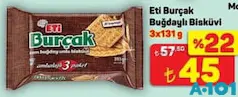 ETİ BURÇAK BUĞDAYLI BİSKÜVİ 3X131 G